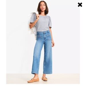 LOFT Palmer Wide Leg Crop Jeans in Mid Vintage Wash Size 28/Size 6